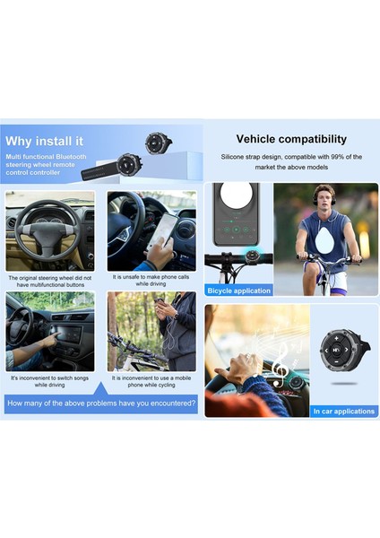 Araç Direksiyon Simidi Kontrolü 5 Anahtar Bluetooth Uzaktan Düğme Su Geçirmez Motosiklet Gideri Medya Denetleyicisi (Yurt Dışından) modelleri