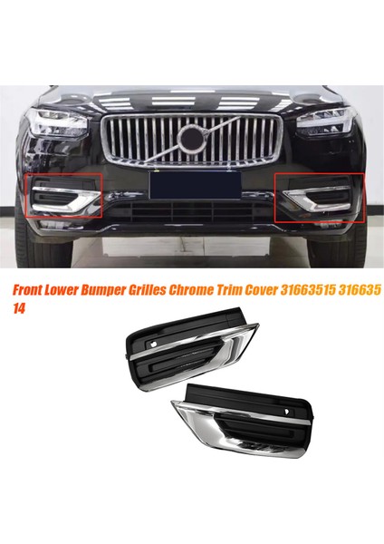 Sağ Ön Alt Tampon Sis Izgarası Grille Trim Krom Kapak 31663515 Volvo XC90 19-22 31663513 31663519 31663540 (Yurt Dışından) fiyatları