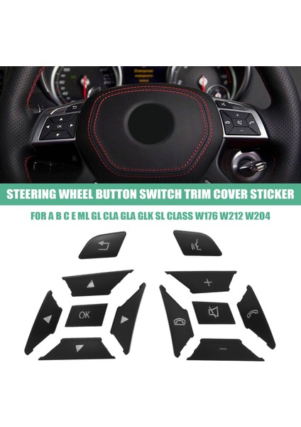 Araba Direksiyon Simidi Düğmesi Anahtar Trim Kapak Çıkartma Mercedes Benz A B C E ml Gl Cla Gla Gla Glk Sl Sınıfı W176 W212 W204 (Yurt Dışından) fırsatları