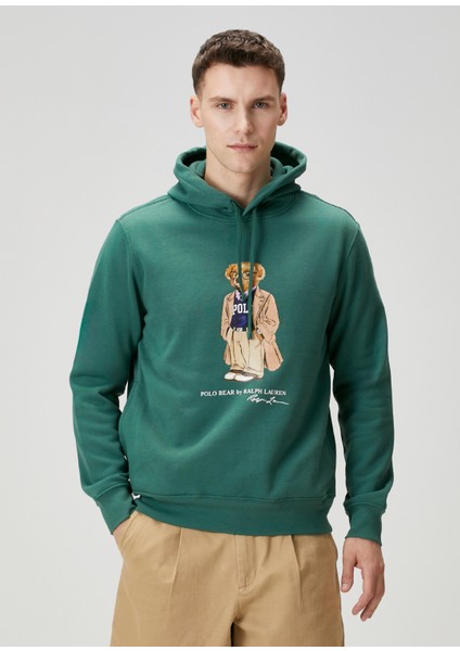 Yeşil Kapüşonlu Logo Baskılı Sweatshirt fiyatları