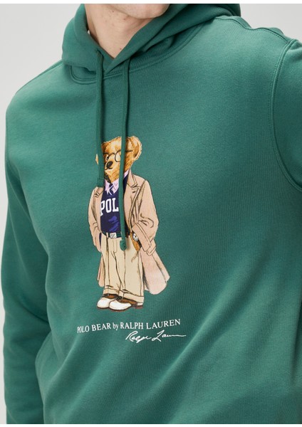 Yeşil Kapüşonlu Logo Baskılı Sweatshirt indirimleri