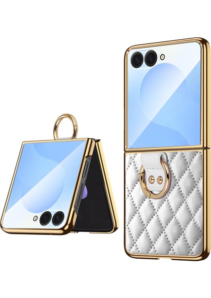 Samsung Galaxy Z Flip7 Için Metal Halka Pu Telefon Kılıfı (Yurt Dışından)