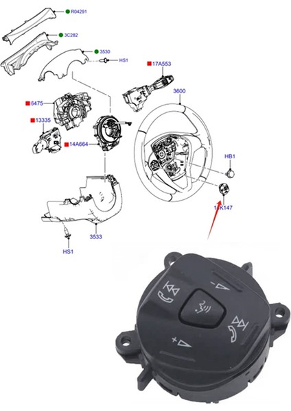 Ford Ranger Ecosport Fiesta Için AV1T14K147AA Çok Fonksiyonlu Direksiyon Sesi Ses Sesli Ses Kontrol Düğmesi Anahtarı (Yurt Dışından) fiyatları