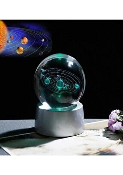 Samanyolu Güneş Sistemi Işıklı Cam Küre Işıklı Kristal Top 6 cm Çapında 6 Renk
