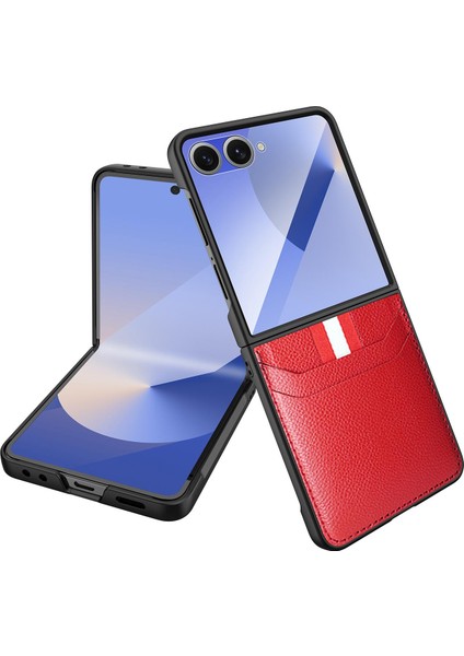 Samsung Galaxy Z Flip7 5g Için Webbing Slot Litchi Kılıf (Yurt Dışından)