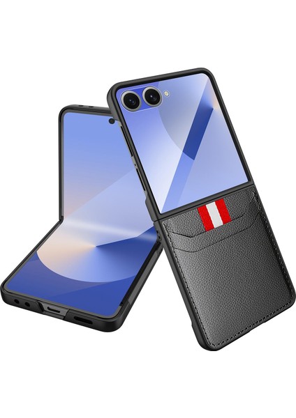 Samsung Galaxy Z Flip7 5g Için Webbing Slot Litchi Kılıf (Yurt Dışından)