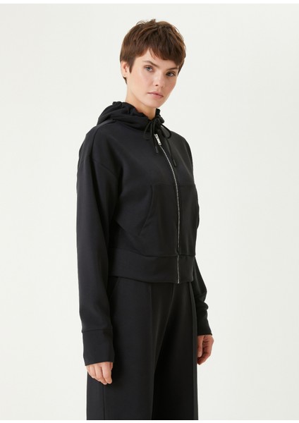Siyah Kapüşonlu Fermuarlı Sweatshirt fırsatları