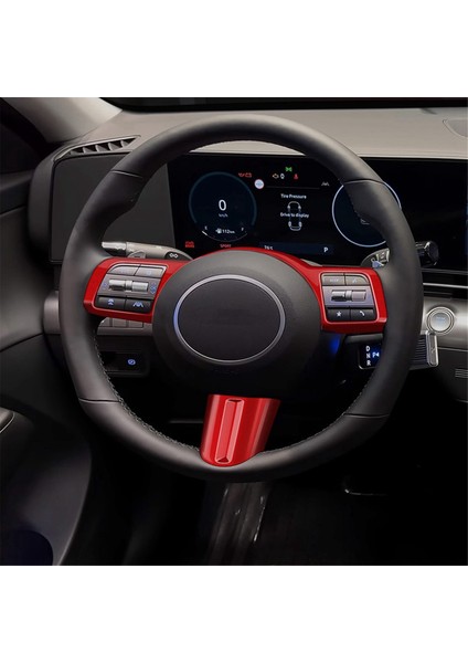 Araba Direksiyon Simidi Düğmesi Dekorasyon Kapağı Hyundai Kona 2024+ Araç Aksesuarları Için Trim Aksesuarları Kırmızı (Yurt Dışından) fırsatları