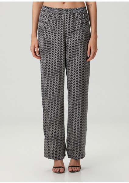 Gri Siyah Monogram Saten Pantolon fiyatları