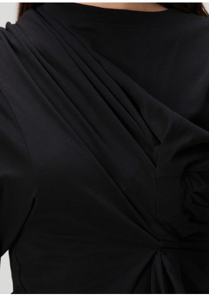 Siyah Asimetrik Drapeli Bluz indirimleri