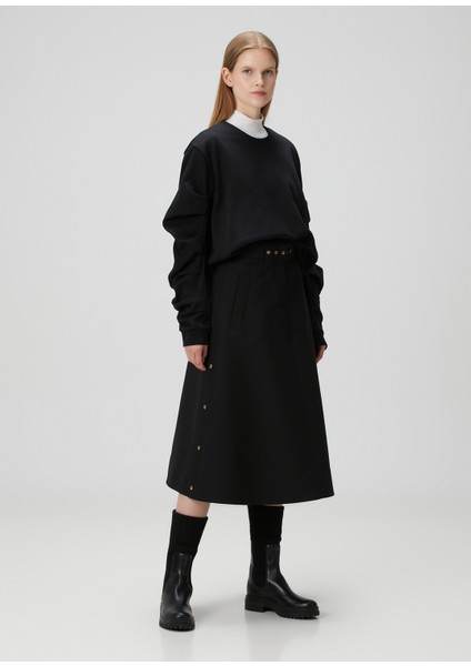 Siyah Pile Detaylı Sweatshirt fiyatları