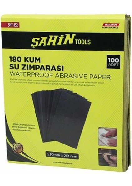 100 Adet 180 Kum Kağıt Su Zımparası 230X280MM (4887)