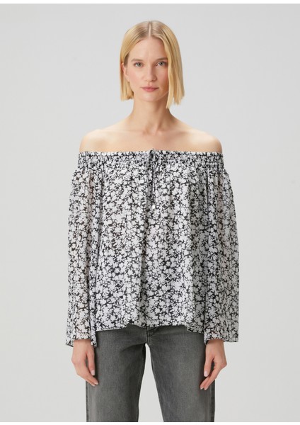 Çiçekli Düşük Omuzlu Bluz modelleri