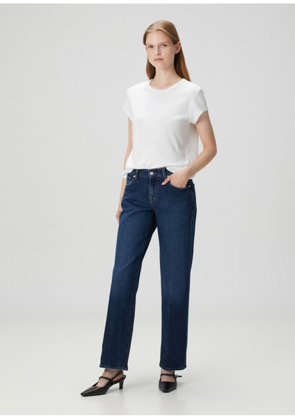 Calie Straight Koyu Mavi Jean Pantolon