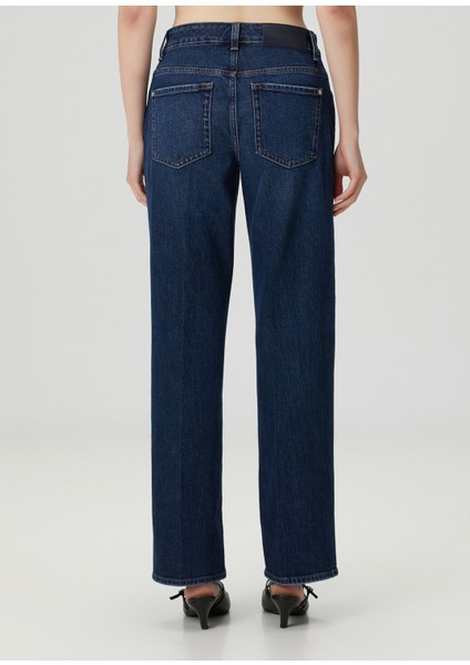 Calie Straight Koyu Mavi Jean Pantolon fırsatları
