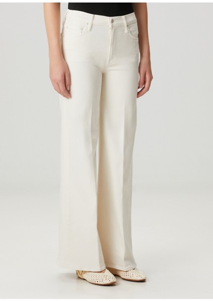 Krem Wide Leg Jean Pantolon modelleri