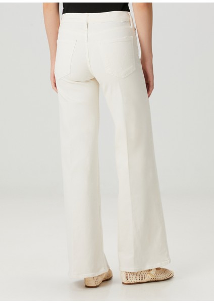 Krem Wide Leg Jean Pantolon fırsatları