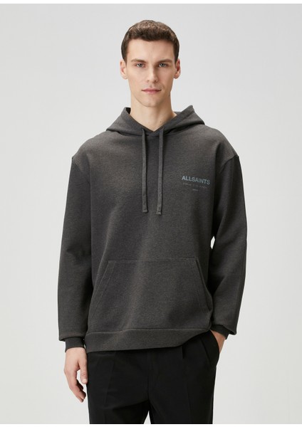 Antrasit Kapüşonlu Organik Pamuk Sweatshirt