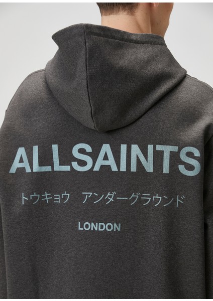 Antrasit Kapüşonlu Organik Pamuk Sweatshirt