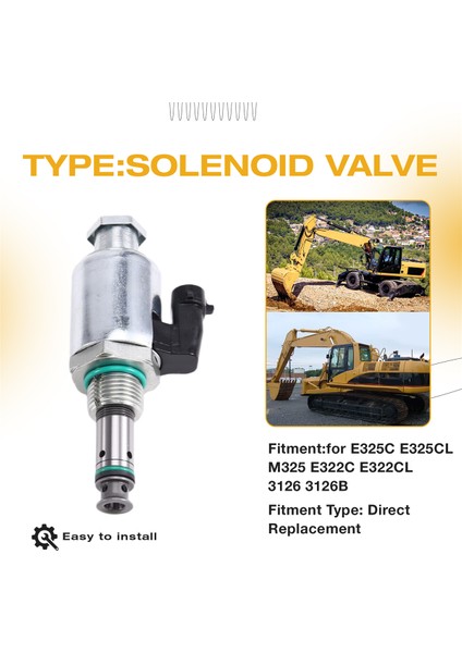 122-5053 1225053 Solenoid Valf Caterpillar Ekskavatör Hidrolik Pompası E325C E325CL M325 E322C E322CL 3126 3126B (Yurt Dışından) fırsatları