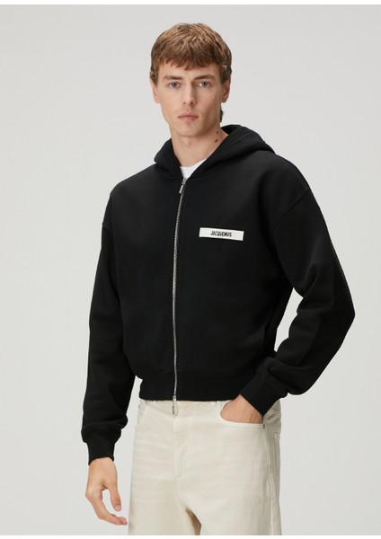 Gros Grain Siyah Kapüşonlu Sweatshirt