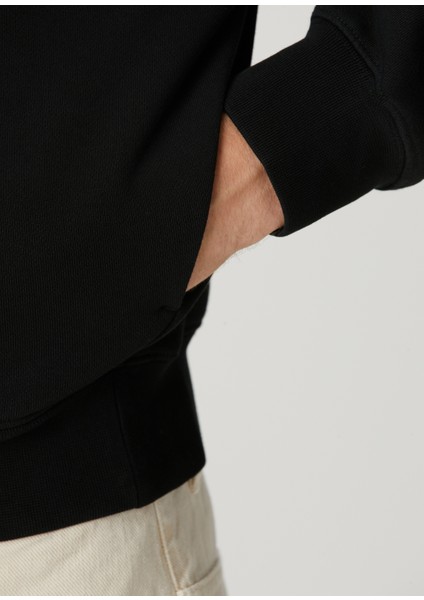 Gros Grain Siyah Kapüşonlu Sweatshirt