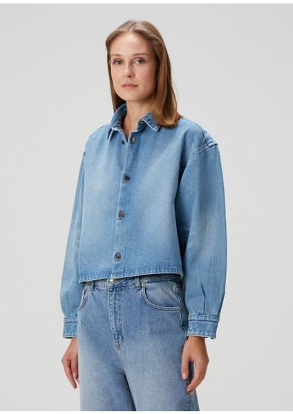 Sam Açık Mavi Crop Denim Gömlek