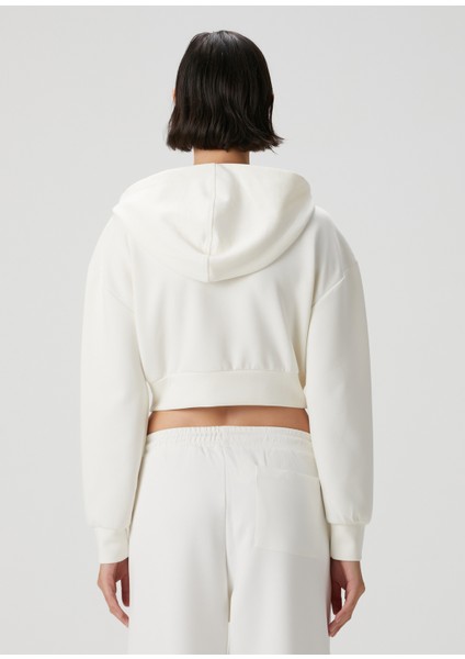 Kırık Beyaz Kapüşonlu Logolu Sweatshirt indirimleri