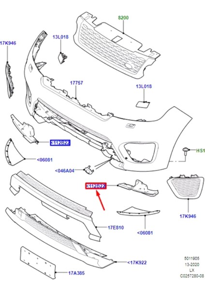Araba Ön Tampon Deflektörü Koruyucu Dekoratif Kapak Land Rover Range Rover Sport Svr 2014-2022 Sol LR062302 (Yurt Dışından) indirimleri