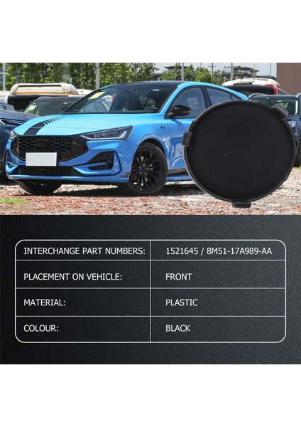 Car Siyah Ön Tampon Tow Hook Kapak Ford Için Focus Için Mk2 2007-2011 8M5117A989AA (Yurt Dışından) fırsatları