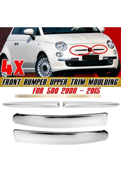 4pcs/set Ön Tampon Trim Koruyucu Kalıplama Fiat Için Krom Şeritler 500 07-15 735455041 735455042 735455056 735455057 (Yurt Dışından) fırsatları