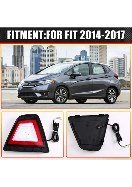 Araba LED Arka Tampon Işıkları Gündüz Koşu Işıkları Fren Işıkları Turn Sinyalleri Honda Fit 2014-2017 Için Ters Işıklar (Yurt Dışından) indirimleri