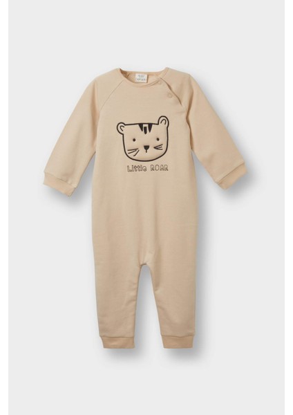 Erkek Bebek Yenidoğan Kaplan Baskılı Uzun Kollu Tulum F4656A525AU