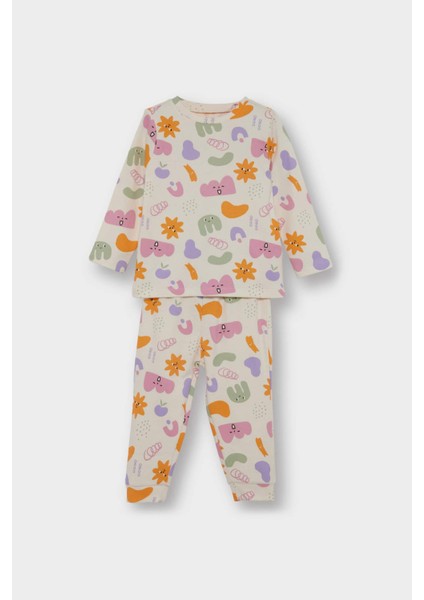 Kız Bebek Pijama Takımı Desenli Uzun Kollu Üst Uzun Alt F0635A525AU