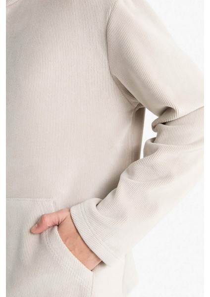 Regular Fit Dik Yaka Yarım Fermuarlı Kadife Sweatshirt F2352AX25WN indirimleri