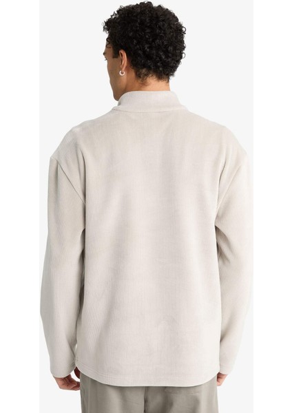 Regular Fit Dik Yaka Yarım Fermuarlı Kadife Sweatshirt F2352AX25WN