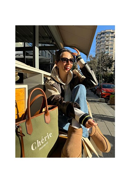 Rachel Large Kanvas Askılı Omuz Kadın Yeşil Çanta fiyatları