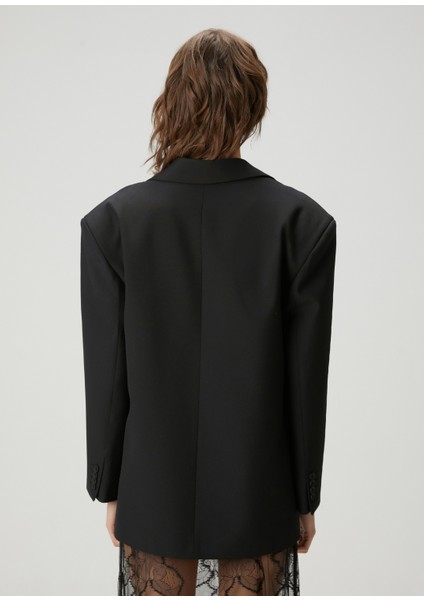 Oversize Siyah Yün Ceket