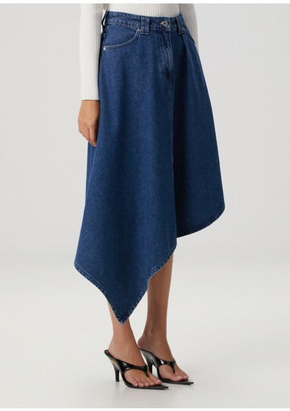 Mavi Asimetrik Denim Etek fırsatları