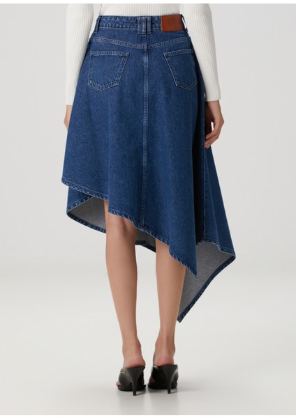 Mavi Asimetrik Denim Etek indirimleri