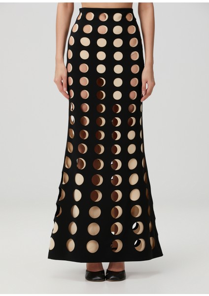 Siyah Ten Kesim Detaylı Maksi Etek fiyatları