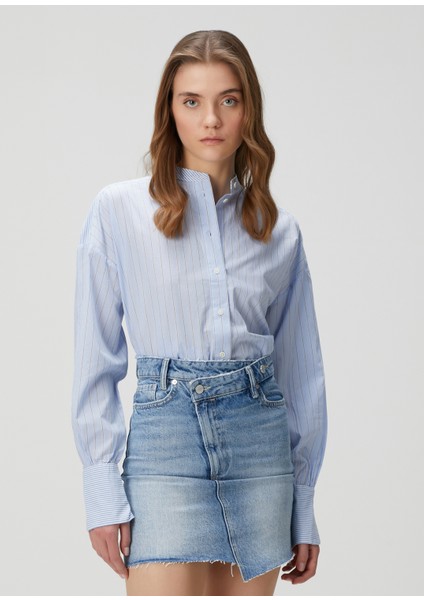 Ana Mavi Çizgili Gömlek modelleri