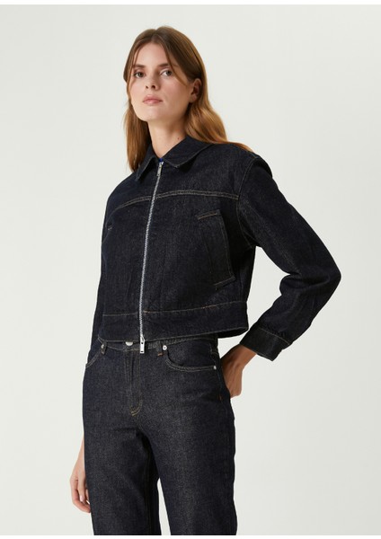 Lacivert Kısa Denim Mont