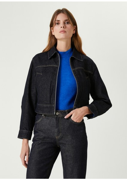 Lacivert Kısa Denim Mont indirimleri