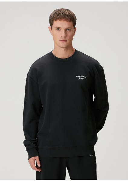 Siyah Awards Logo Baskılı Oversized Sweatshirt
