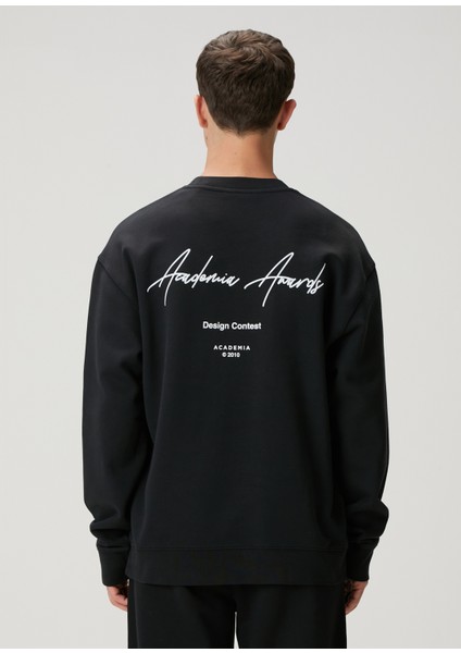 Siyah Awards Logo Baskılı Oversized Sweatshirt indirimleri