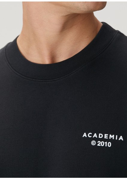 Siyah Awards Logo Baskılı Oversized Sweatshirt