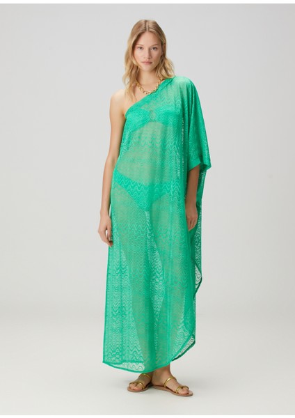 Yeşil Tül Plaj Elbisesi