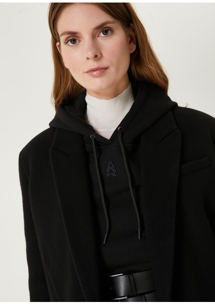 Oversized Siyah Kruvaze Yün Palto modelleri