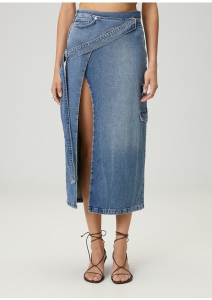 Mavi Midi Denim Etek fiyatları
